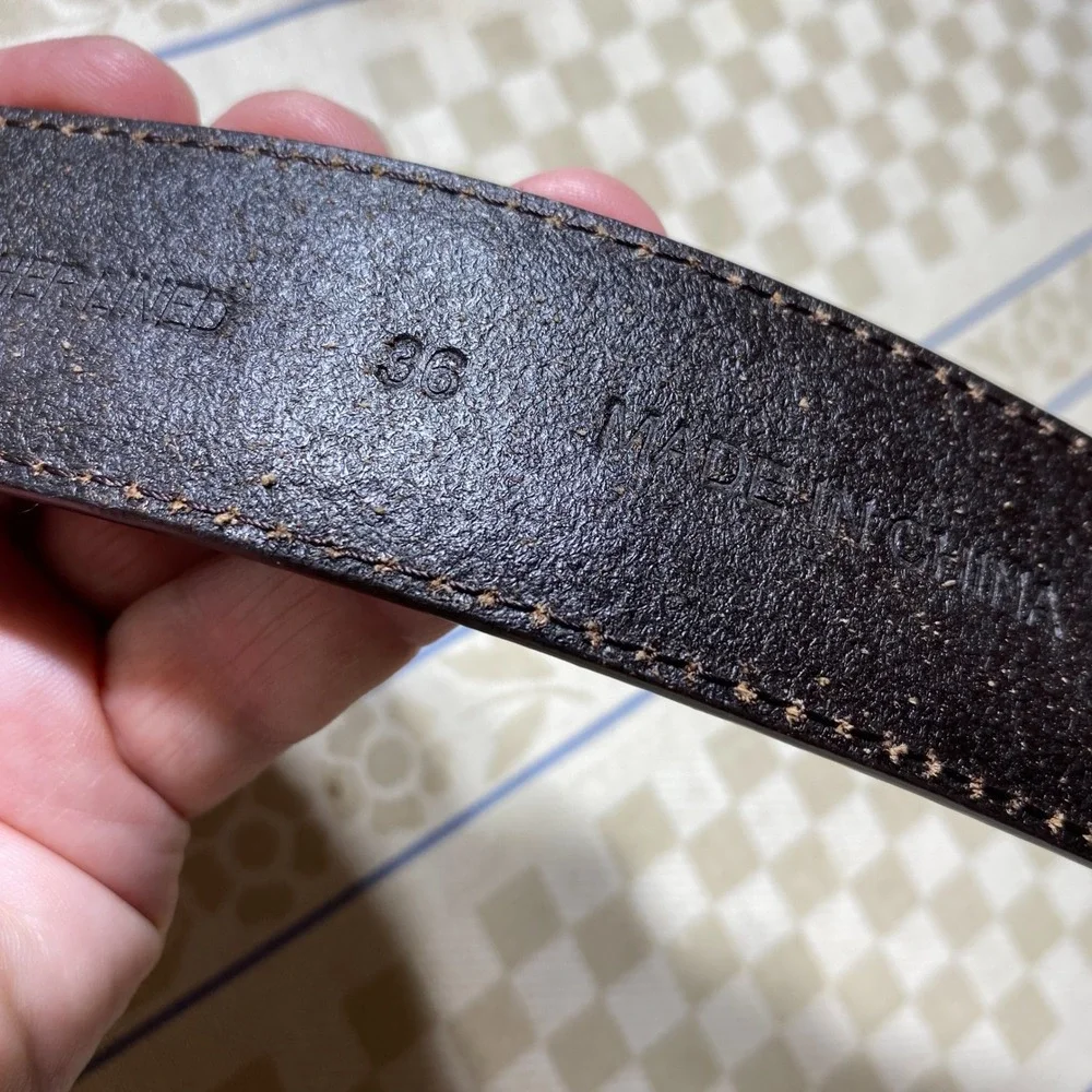 Mens Camo Canvas Belt Genuine Leather Lined Brown Trim Size 36 Hunting Outdoor